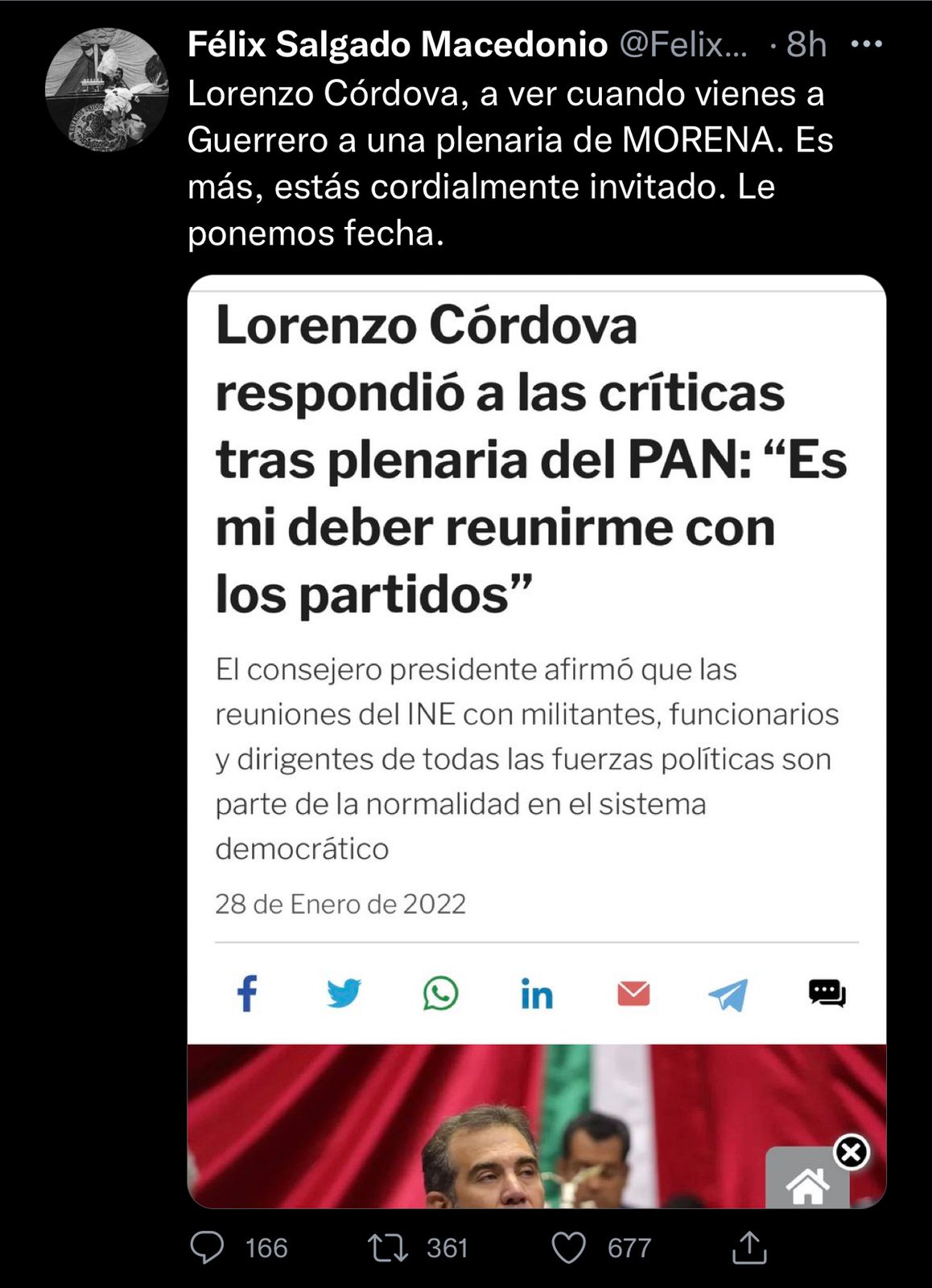 Reta Félix al presidente del INE para que venga a Guerrero a una plenaria de Morena