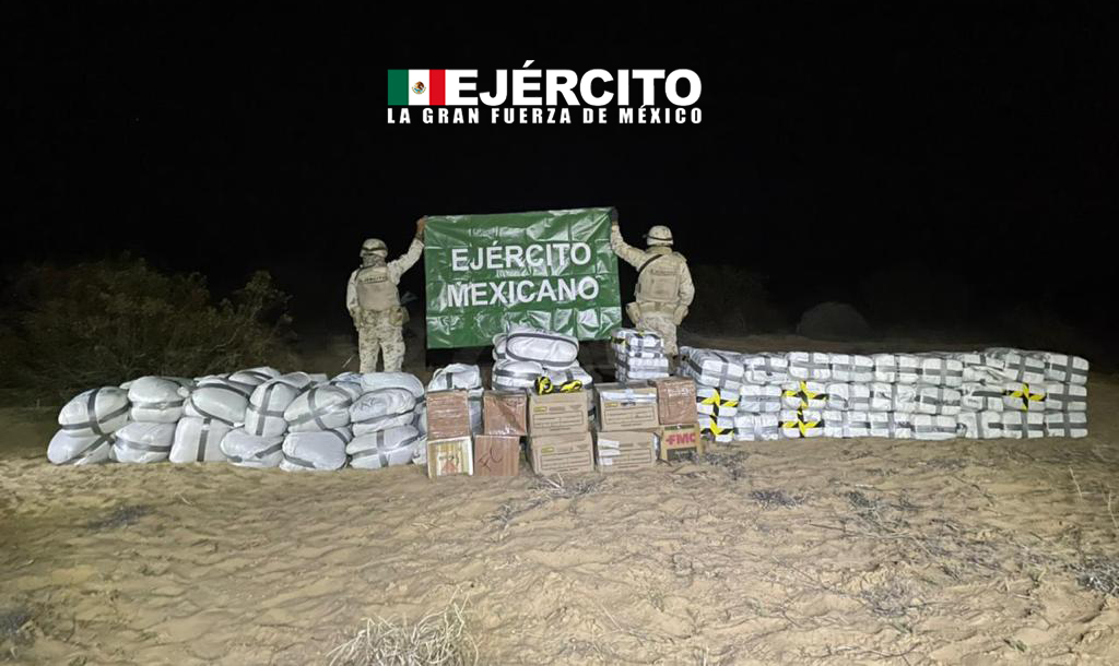 Ejército Mexicano y Guardia Nacional aseguran más de dos toneladas de drogas en el estado de Sonora