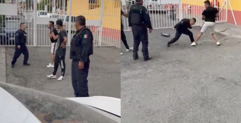 Riña entre policía y jóvenes de Ecatepec
