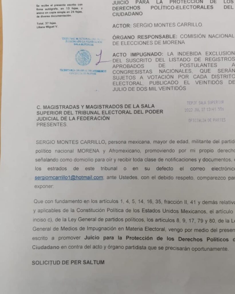 Impiden a Sergio Montes registrarse para ser consejero estatal de Morena
