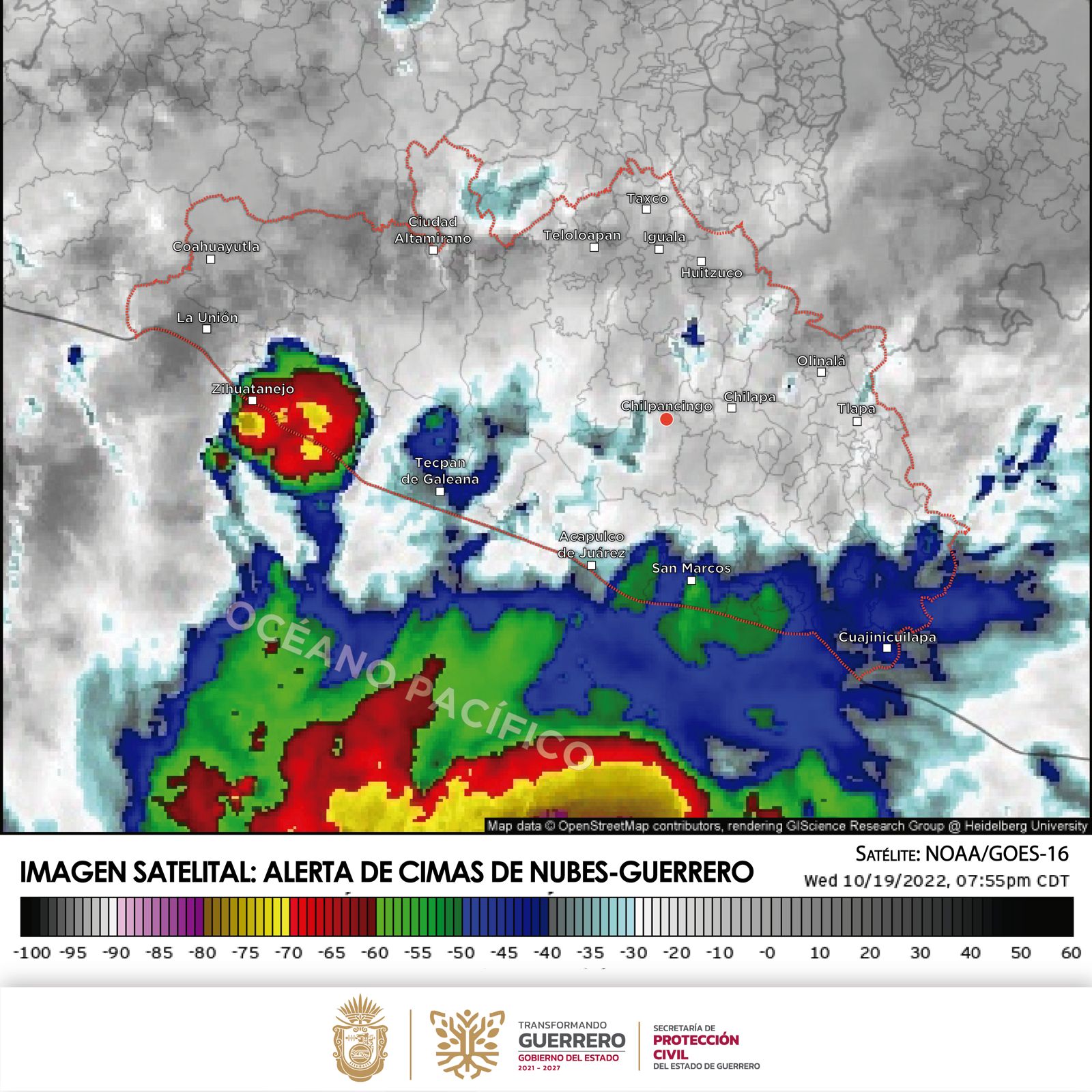 SE FORMÓ LA DEPRESIÓN TROPICAL “DIECINUEVE-E” AL SUR DE GUERRERO