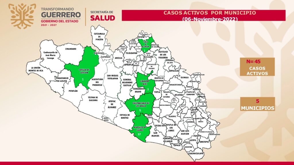 Se registran 45 casos activos de Covid-19, en Guerrero: SSG