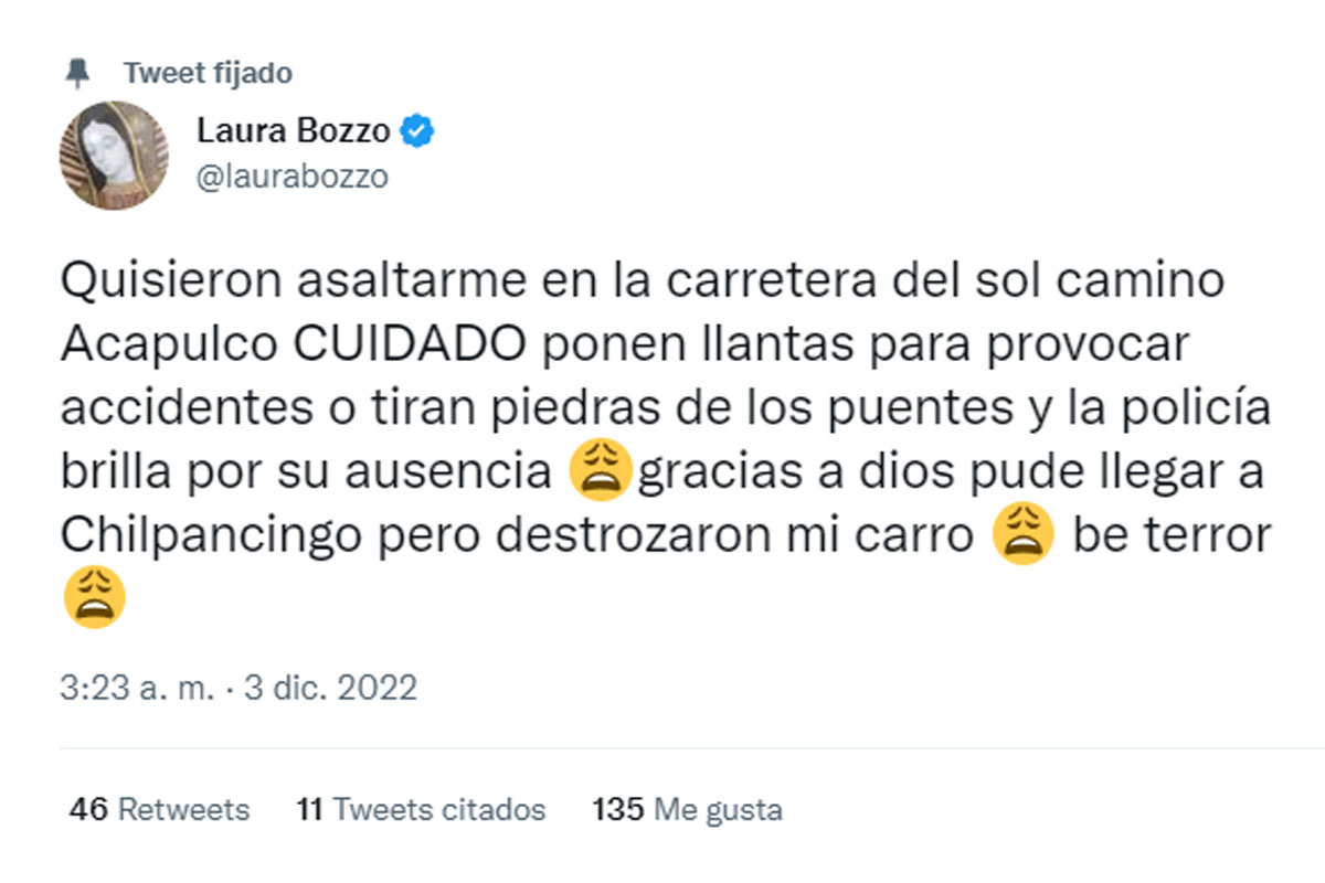 La de la frase “¡Que pase el desgraciado!” Denuncia Laura Bozzo que intentaron asaltarla en la Autopista del Sol