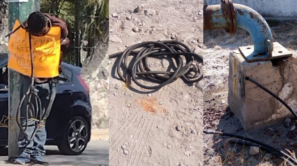 Amarran a ladrón por robar cables de una bomba de agua en Cuernavaca
