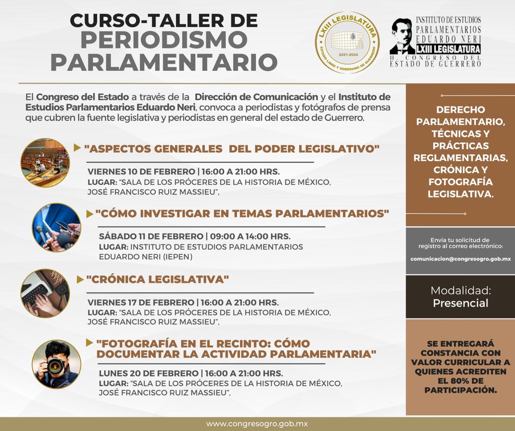 Invita el Congreso del Estado a periodistas a participar en curso-taller de periodismo parlamentario