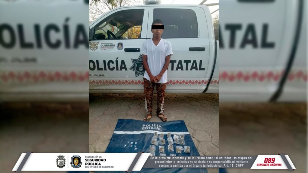 DETIENE LA POLICÍA ESTATAL A UNA PERSONA EN EL MUNICIPIO DE ACAPULCO; SE LE ASEGURA PRESUNTA DROGA