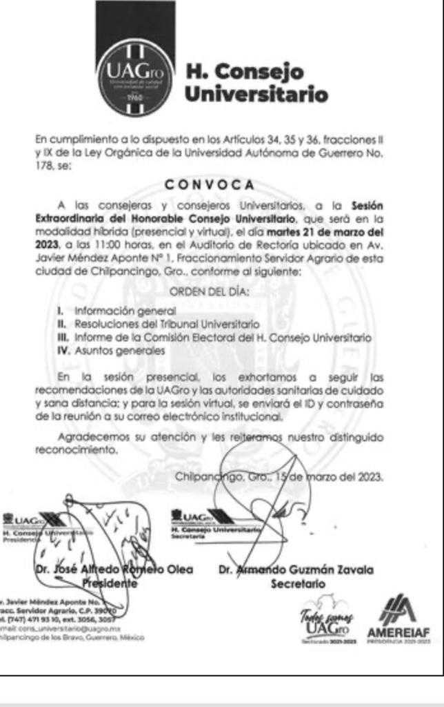 Confirmarán el martes la convocatoria para elección de Rector de la UAGro