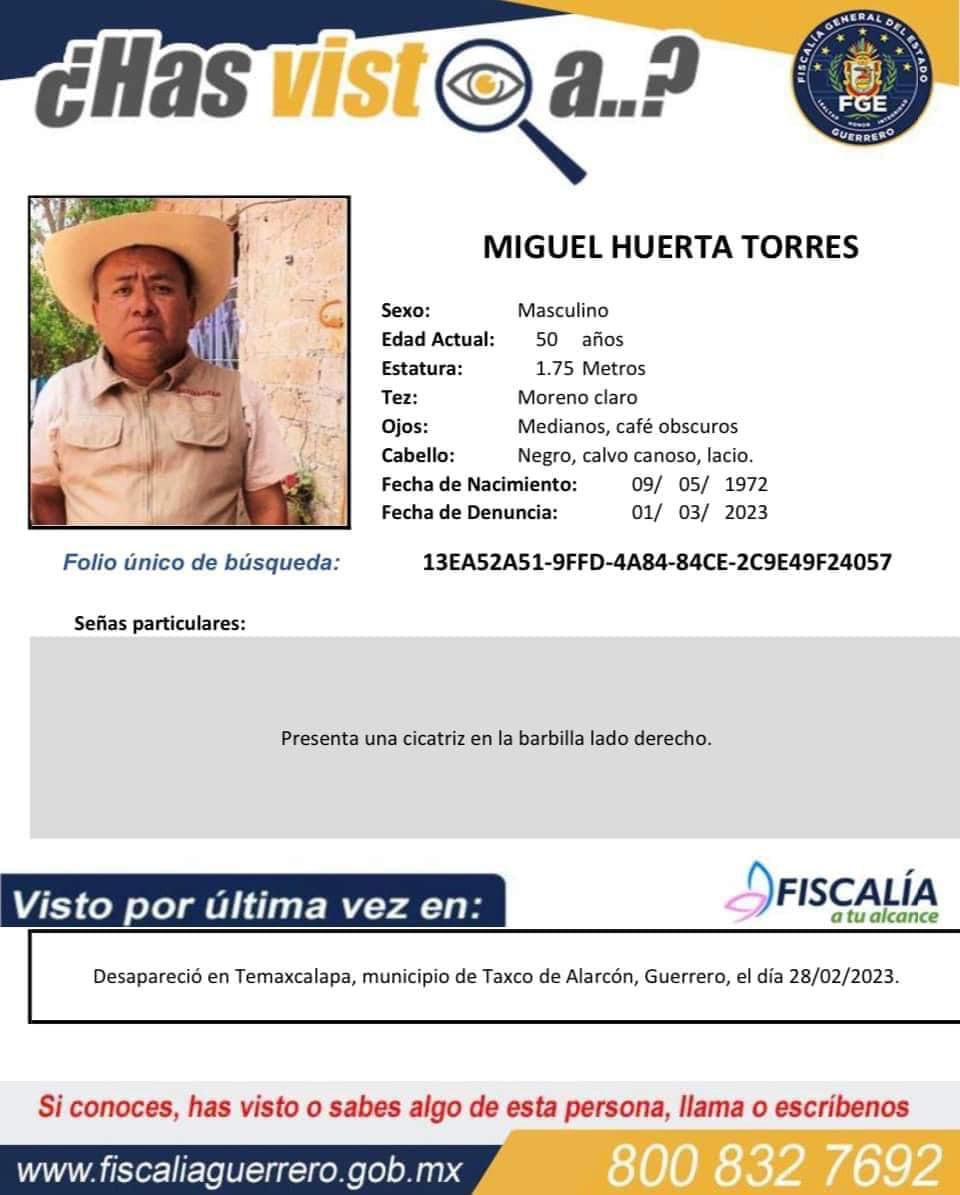 Se encuentra desaparecido un Servidor de la Nación, en Taxco