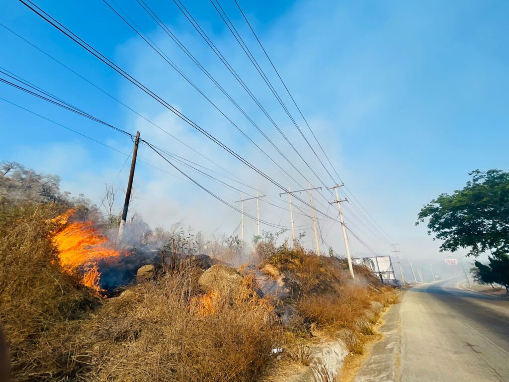 Se incendian pastizales cerca del bulevar del Aeropuerto de Zihuatanejo