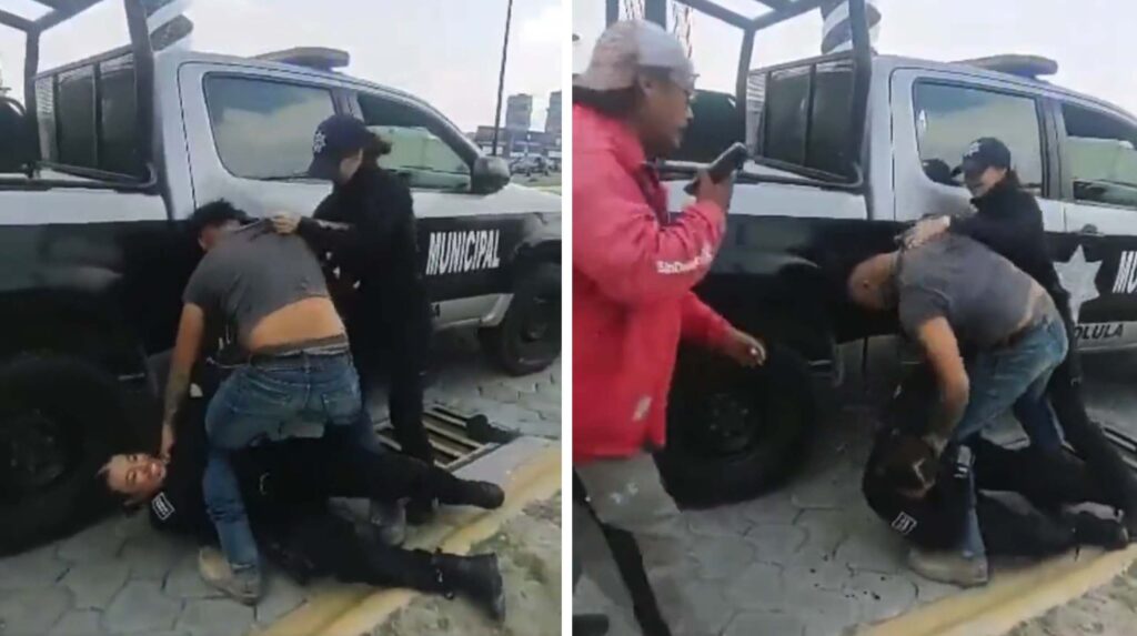 Ebrio sujeto golpea en la cara a mujer policía hasta ensangrentarla en Puebla