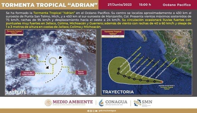 Se forma la tormenta tropical “Adrian”, el primer ciclón de la temporada