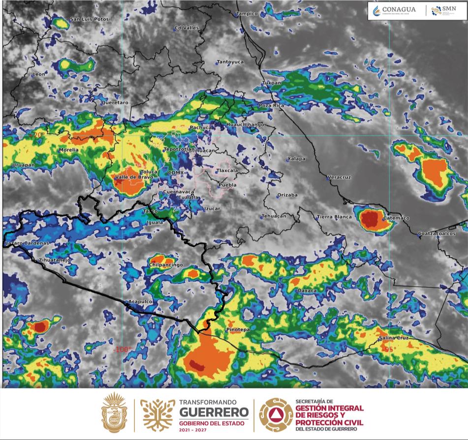 Continuarán en Guerrero lluvias de variada intensidad, informan