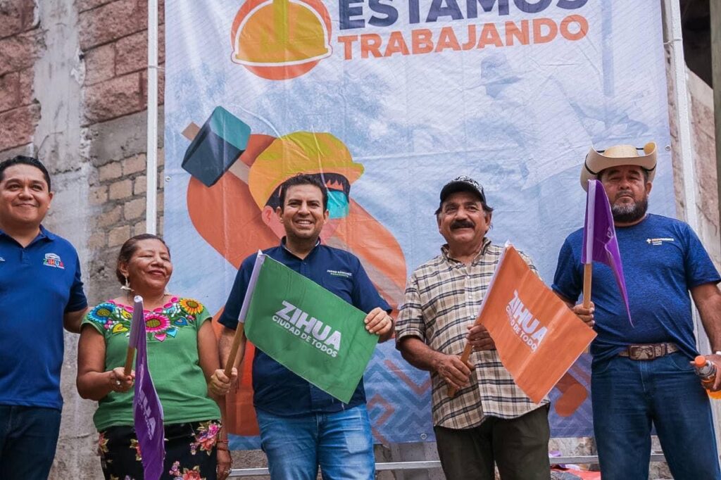 Presidente Jorge Sánchez Allec pone en marcha pavimentación de calle en la colonia CTM