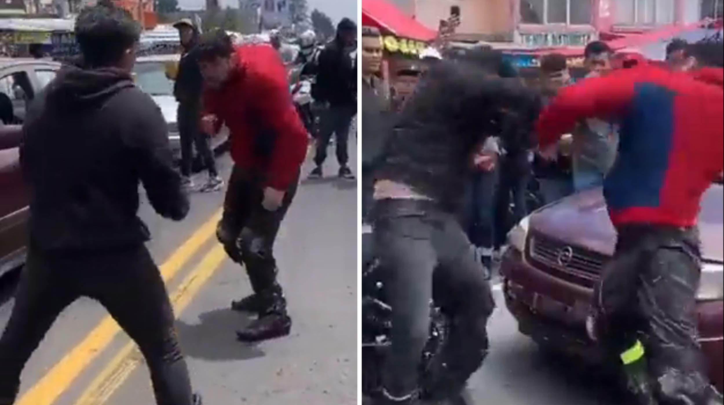 Bikers se agarran a golpes en plena carretera federal México-Cuernavaca