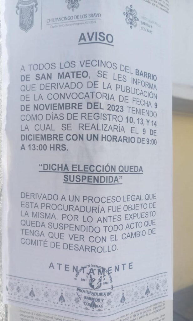 En Chilpancingo… Exigen en el Barrio de San Mateo elección de su Comité de Desarrollo