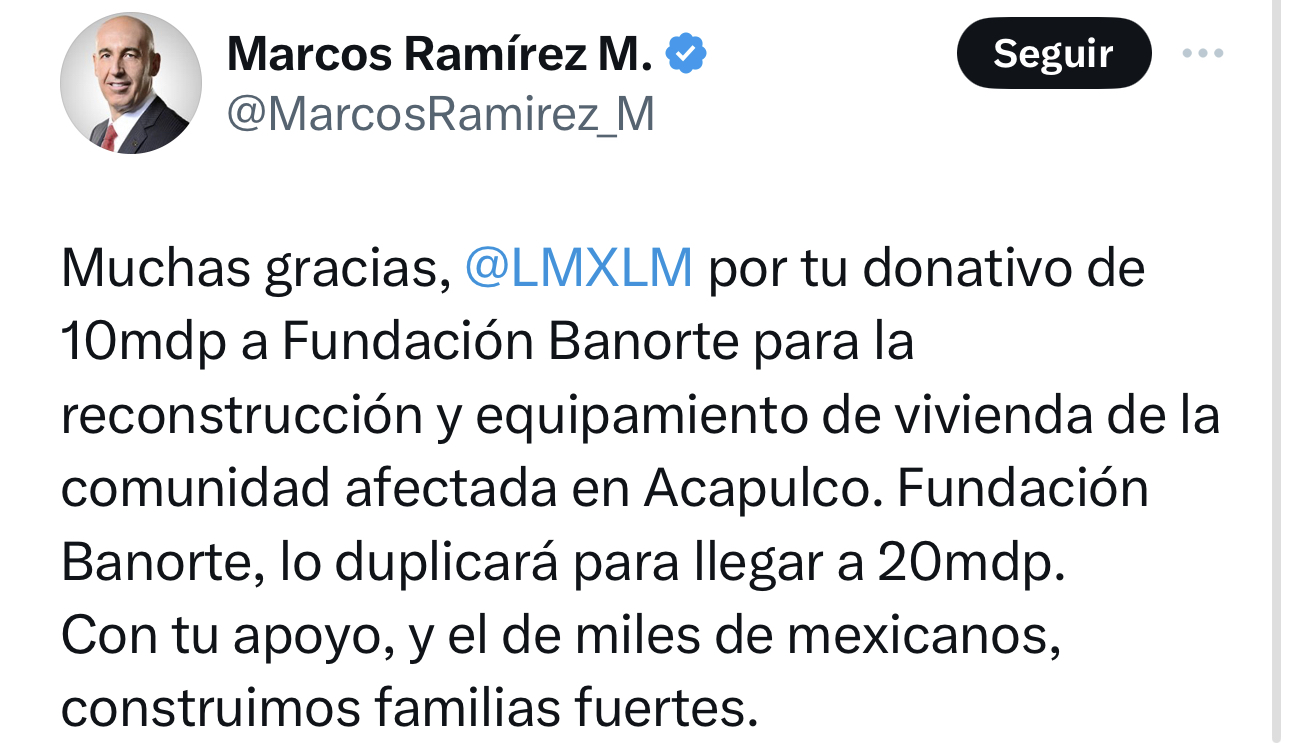 Luis Miguel dona 10 millones de pesos para la reconstrucción de Acapulco tras el paso del huracán Otis