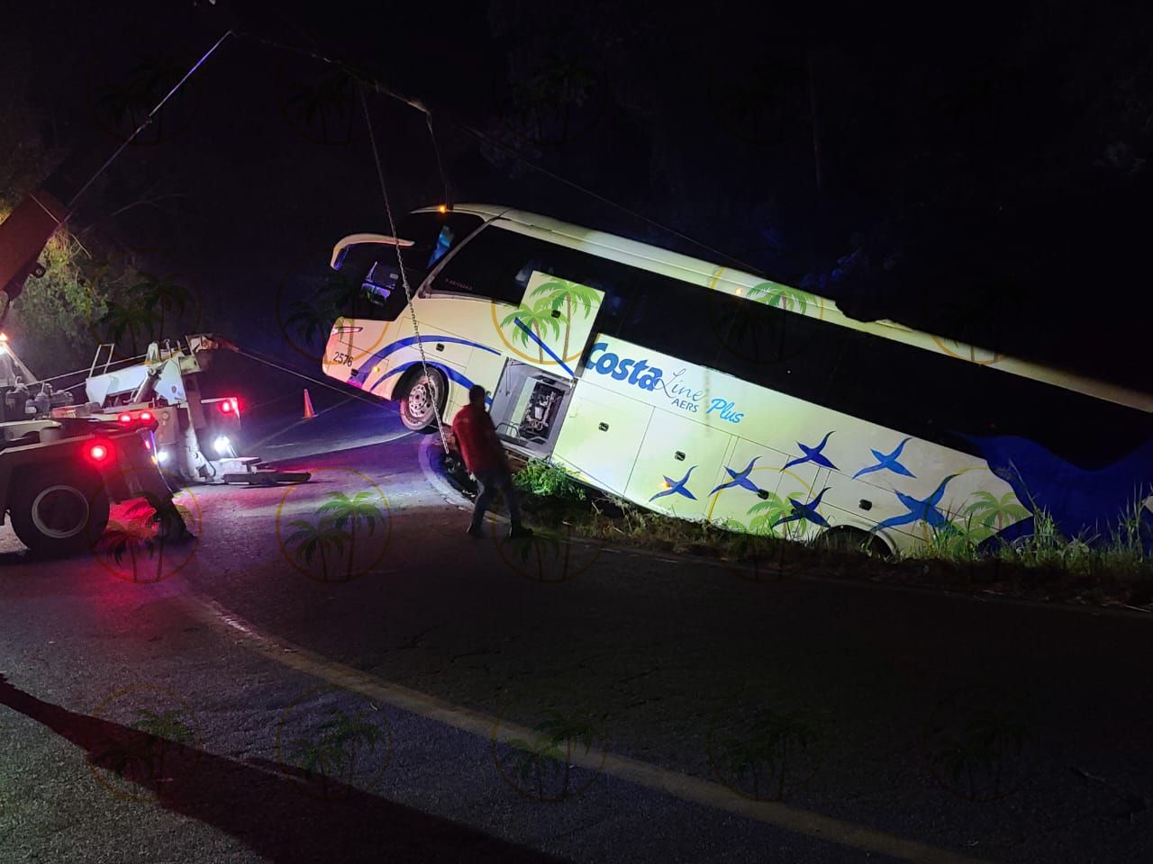 9 personas lesionadas luego de volcar autobús cerca de La barrita, Petatlán