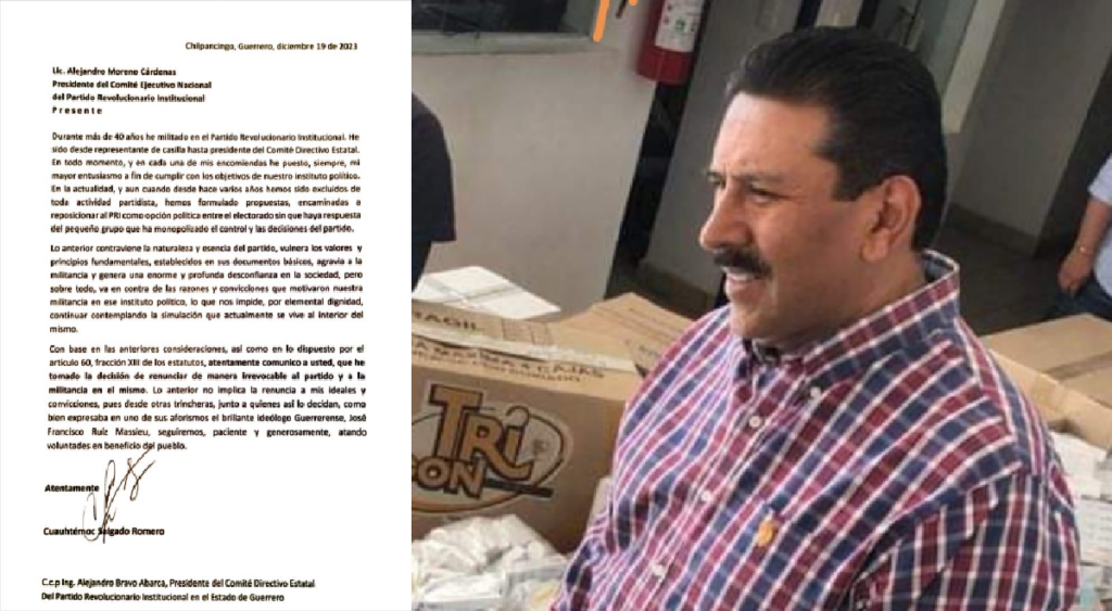 Cuauhtémoc Salgado renuncia al PRI tras 40 Años de militancia: Denuncia exclusión y monopolio interno