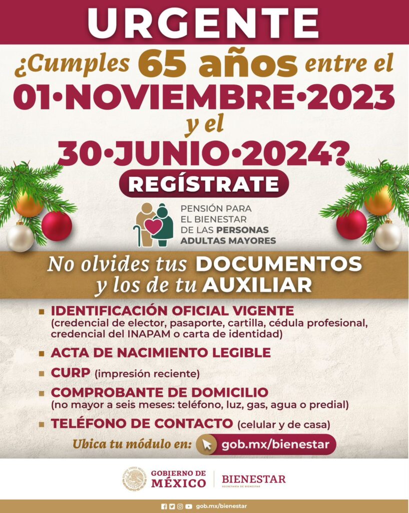 Apresúrate, este 23 de diciembre vence el plazo del registro a la pensión para adultos mayores