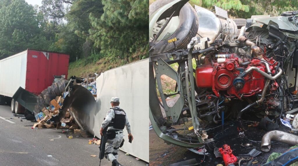 Tráiler del Ejército vuelca en la México-Cuernavaca; hay 4 heridos