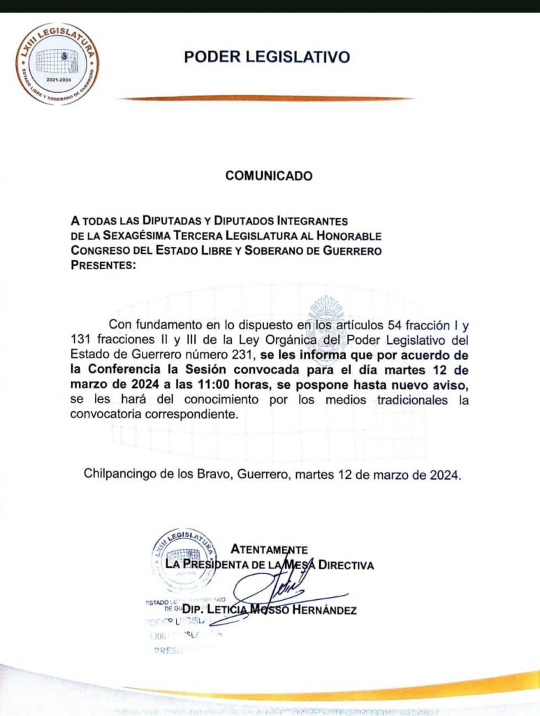 Guerrero… El Congreso local suspende sesión por actos de normalistas de Ayotzinapa