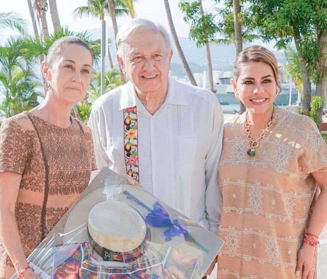 Evelyn Salgado recibe a AMLO y Claudia Sheinbaum en Acapulco