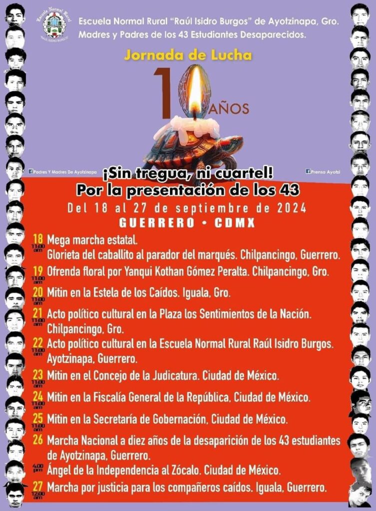 Intensas movilizaciones por el décimo aniversario de la desaparición de los 43