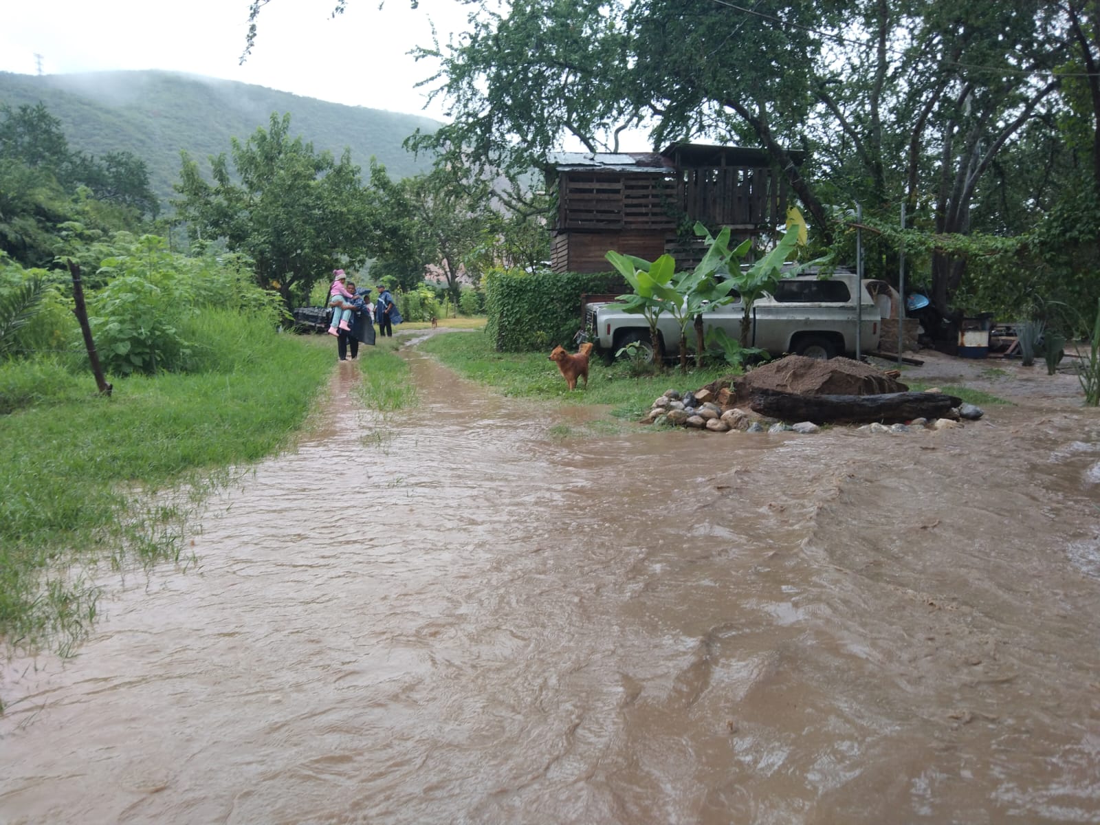 Tránsito Estatal rescata a tres personas atrapadas por creciente de Río en Chilpancingo