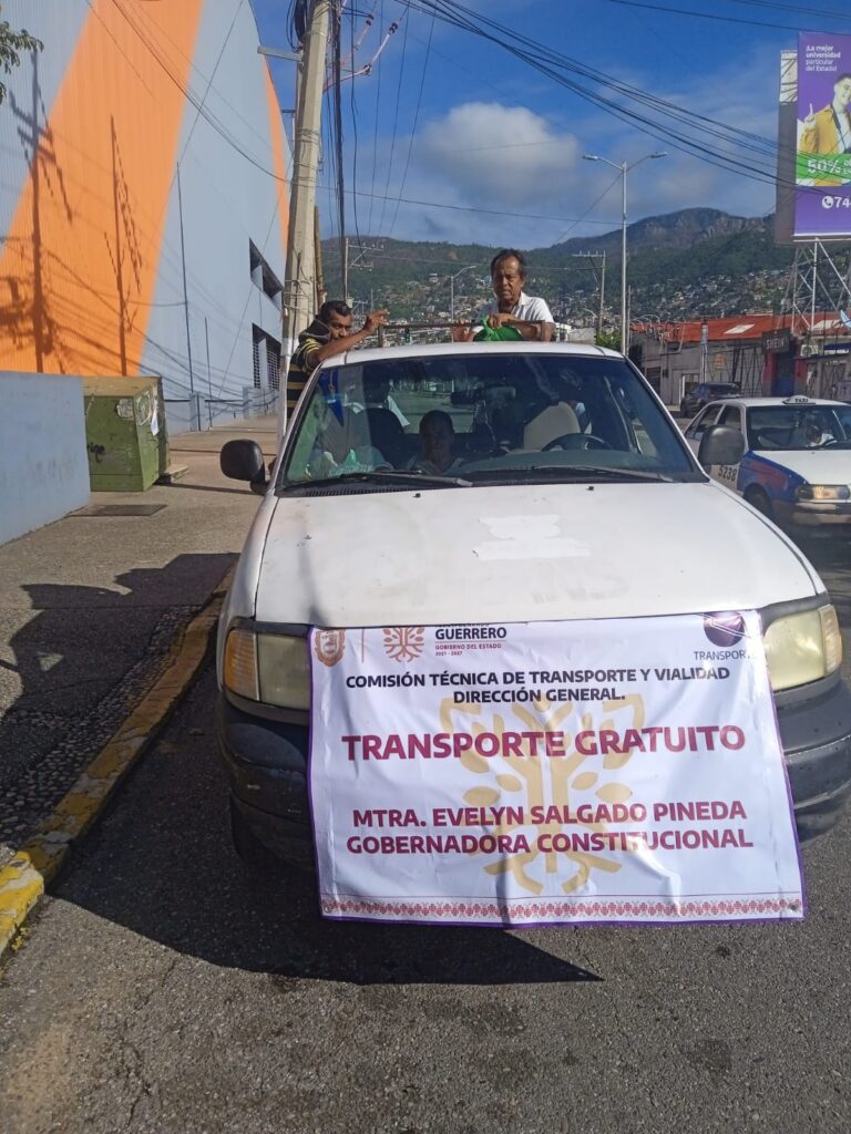 Por instrucciones de la gobernadora Evelyn Salgado continúa el transporte gratuito en colonias afectadas de Acapulco y Chilpancingo