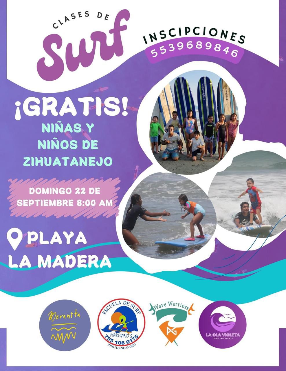 Convocan a niñas y niños azuetenses para clases de surf