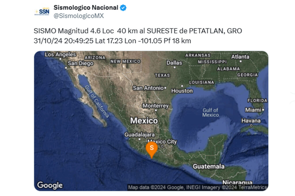 El jueves… Se registraron 3 sismos con epicentro en Petatlán