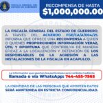 La FGE ofrece un millón de pesos de recompensa