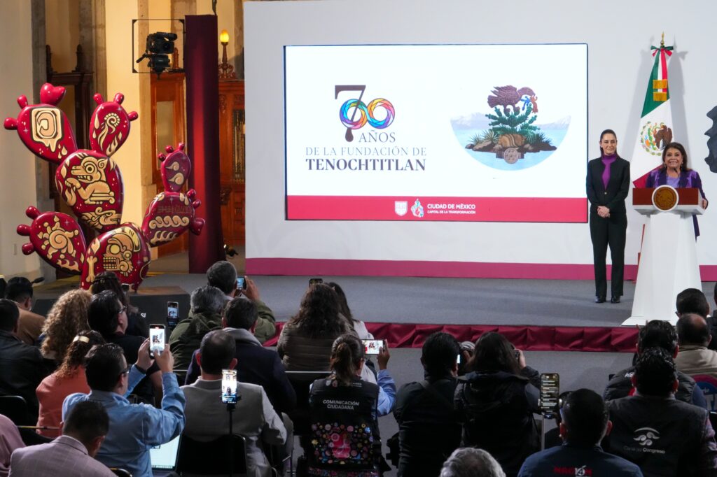 Presidenta Claudia Sheinbaum y jefa de gobierno clara brugada presentan celebración “México Tenochtitlan, siete siglos de legado de grandeza” que se realizará en el mes de julio