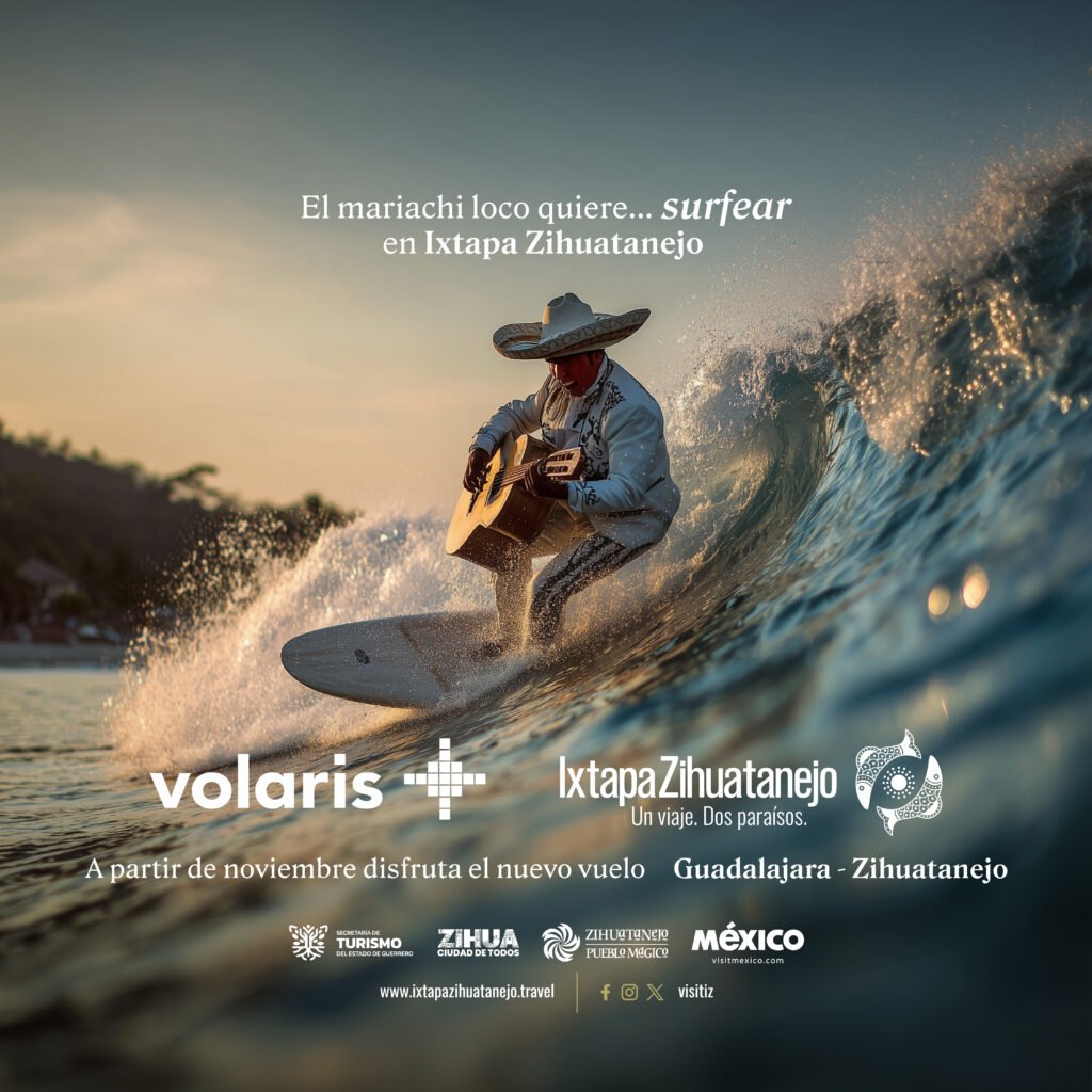 “El mariachi loco quiere… nadar”:Volaris lanza ruta Guadalajara–Ixtapa Zihuatanejo con cuatro vuelos semanales desde noviembre