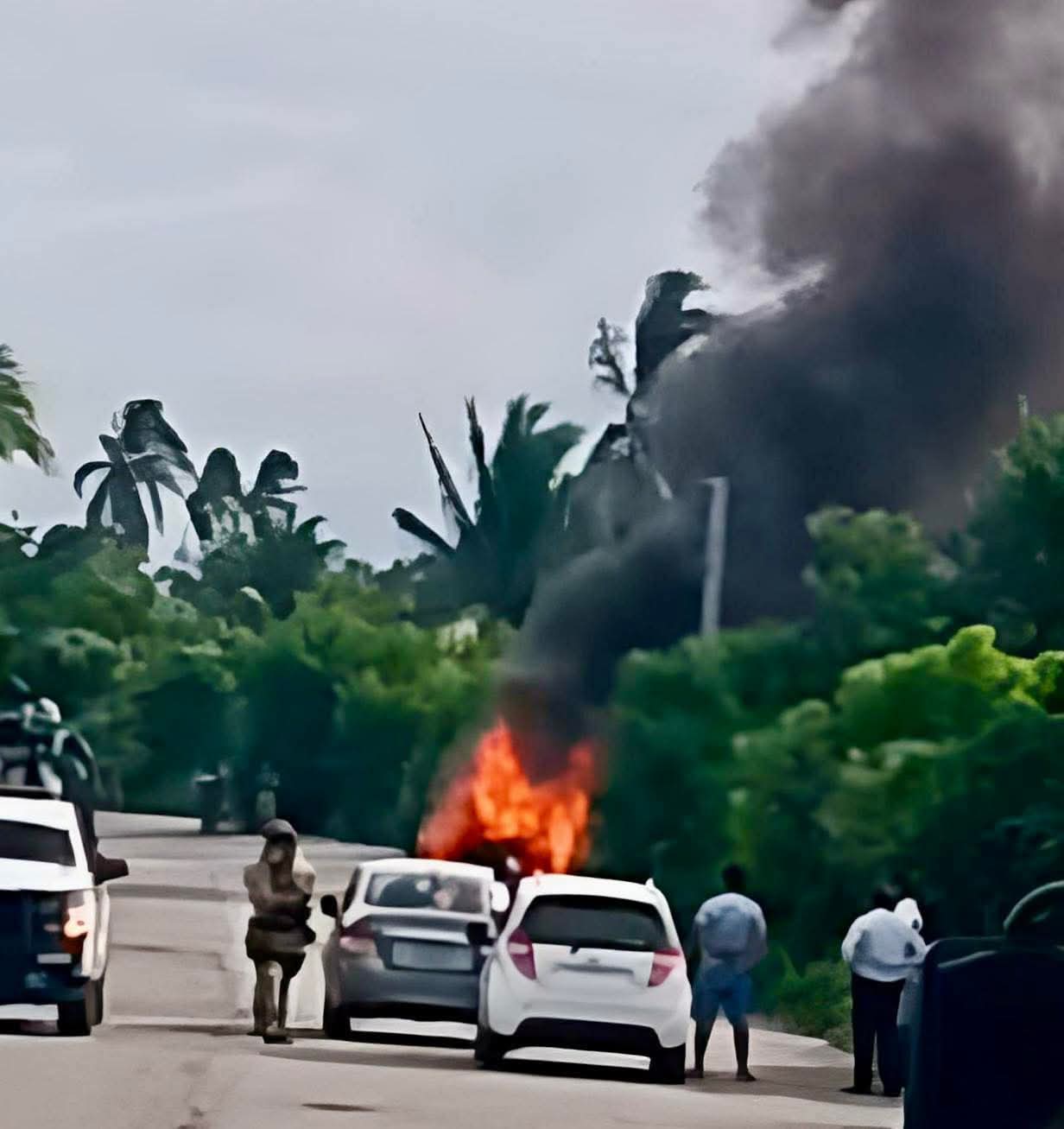Automóvil queda calcinado en la carretera Acapulco–Zihuatanejo