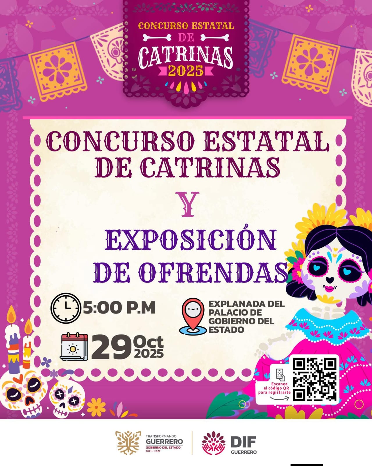 DIF Guerrero lanza convocatoria para el Concurso Estatal de Catrinas 2025