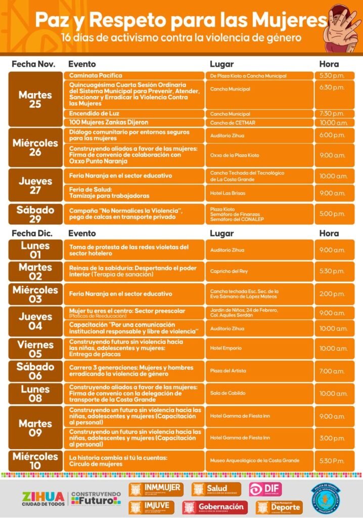 Con el lema Paz y Respeto para las Mujeres, el gobierno de Lizette Tapia Castro inicia los 16 días de activismo contra la violencia de género.