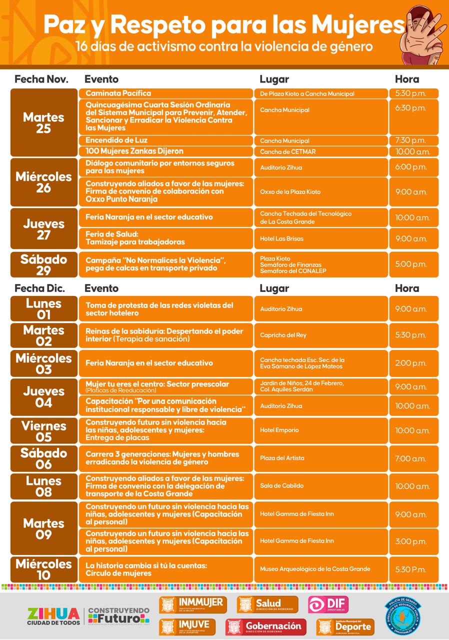Con el lema Paz y Respeto para las Mujeres, el gobierno de Lizette Tapia Castro inicia los 16 días de activismo contra la violencia de género.