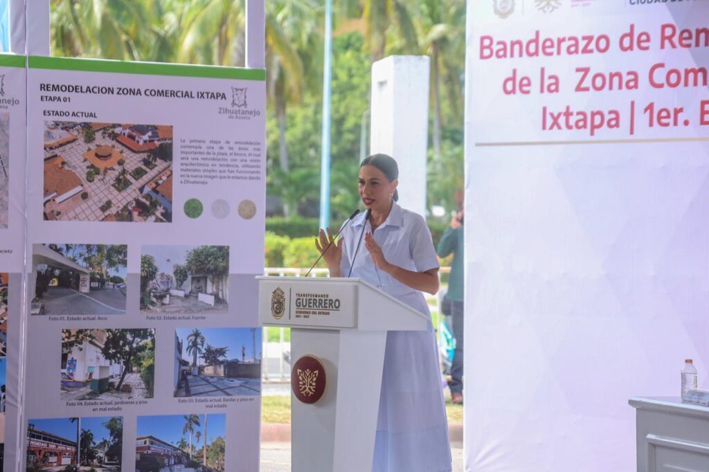 La presidenta Lizette Tapia da el banderazo a la obra de remodelación de la zona comercial de Ixtapa, a 50 años de su apertura