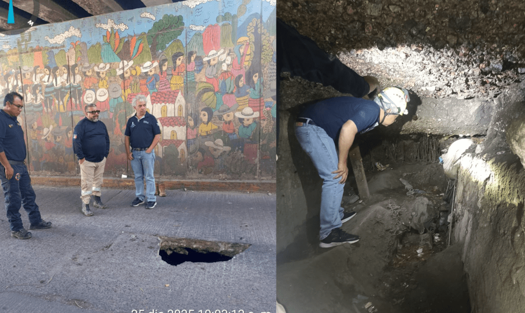 Gobierno del estado supervisa zona afectada por socavón en Chilpancingo