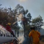 Personal de Protección Civil y Bomberos del municipio atiende y sofoca incendios forestales.