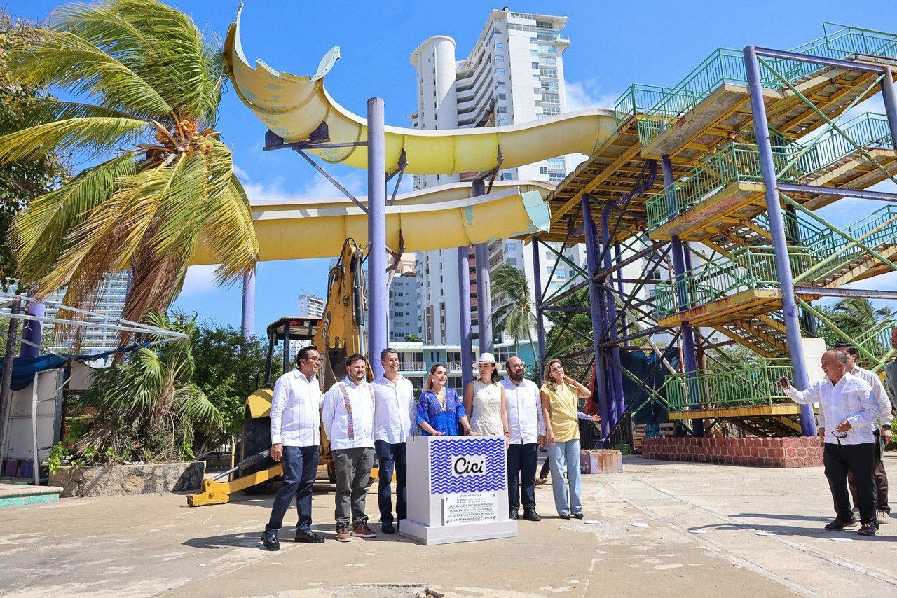 Colocan la gobernadora Evelyn Salgado Pineda, la secretaria de Turismo federal y el director de FONATUR la primera piedra del proyecto Cici Aquapark