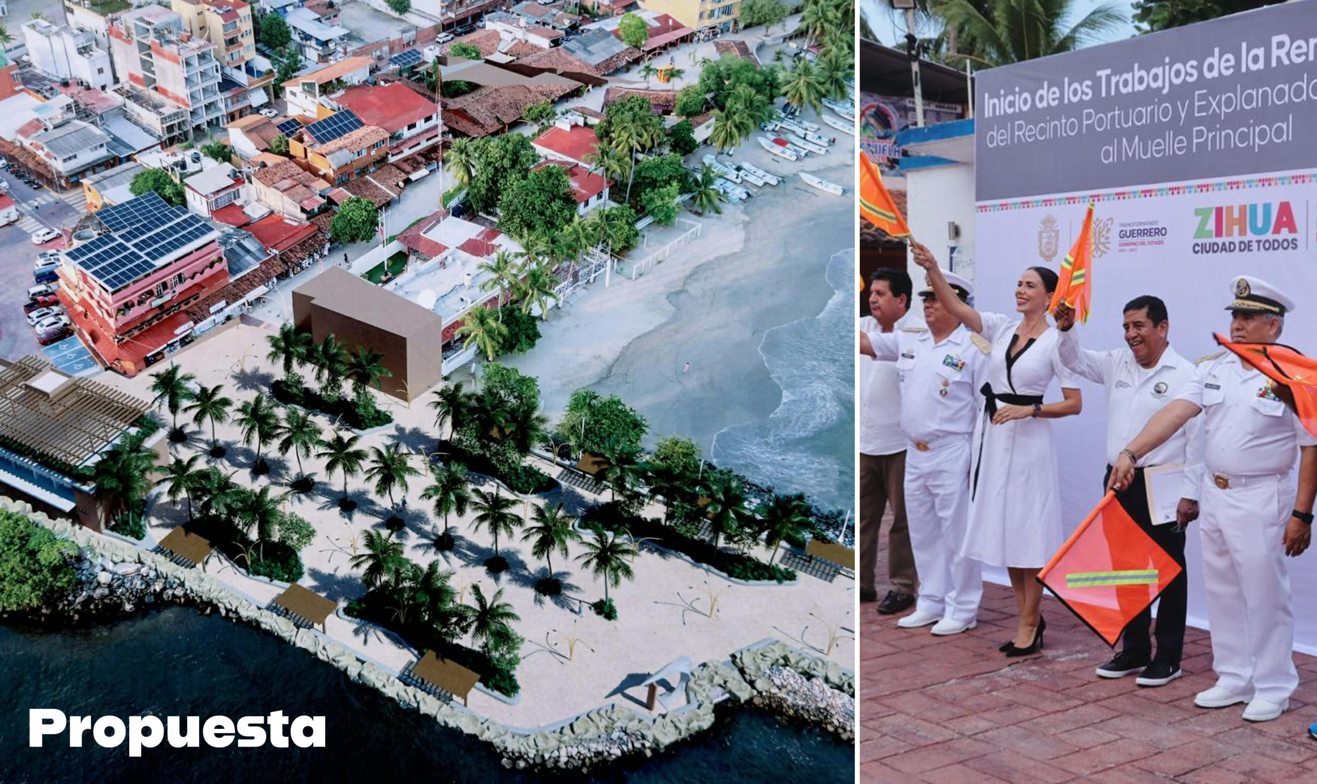 Lizette Tapia Castro arranca la obra de mejoramiento de imagen en el muelle de Zihuatanejo