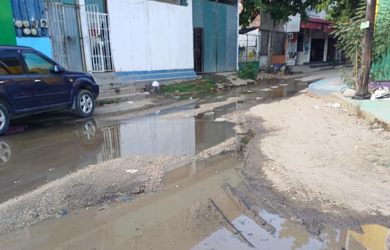 Vecinos denuncian descarga de drenaje en la vía pública en Tecpan