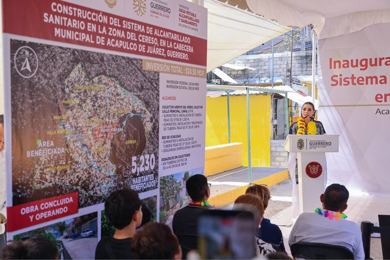 Inaugura Evelyn Salgado Pineda el Sistema de Alcantarillado Sanitario de la Zona del Cereso de Acapulco