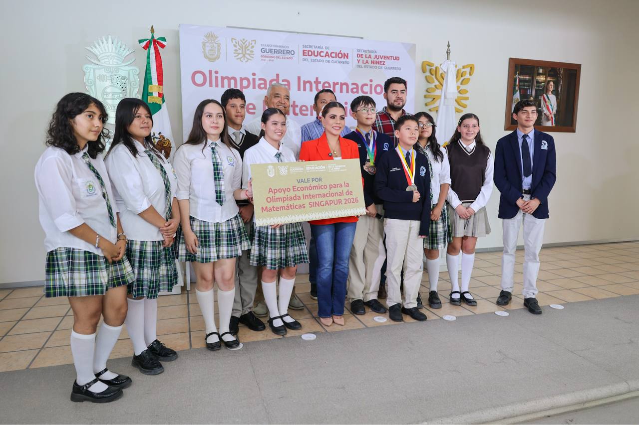 Evelyn Salgado recibe a talentos guerrerenses que competirán en la Olimpiada Internacional de Matemáticas