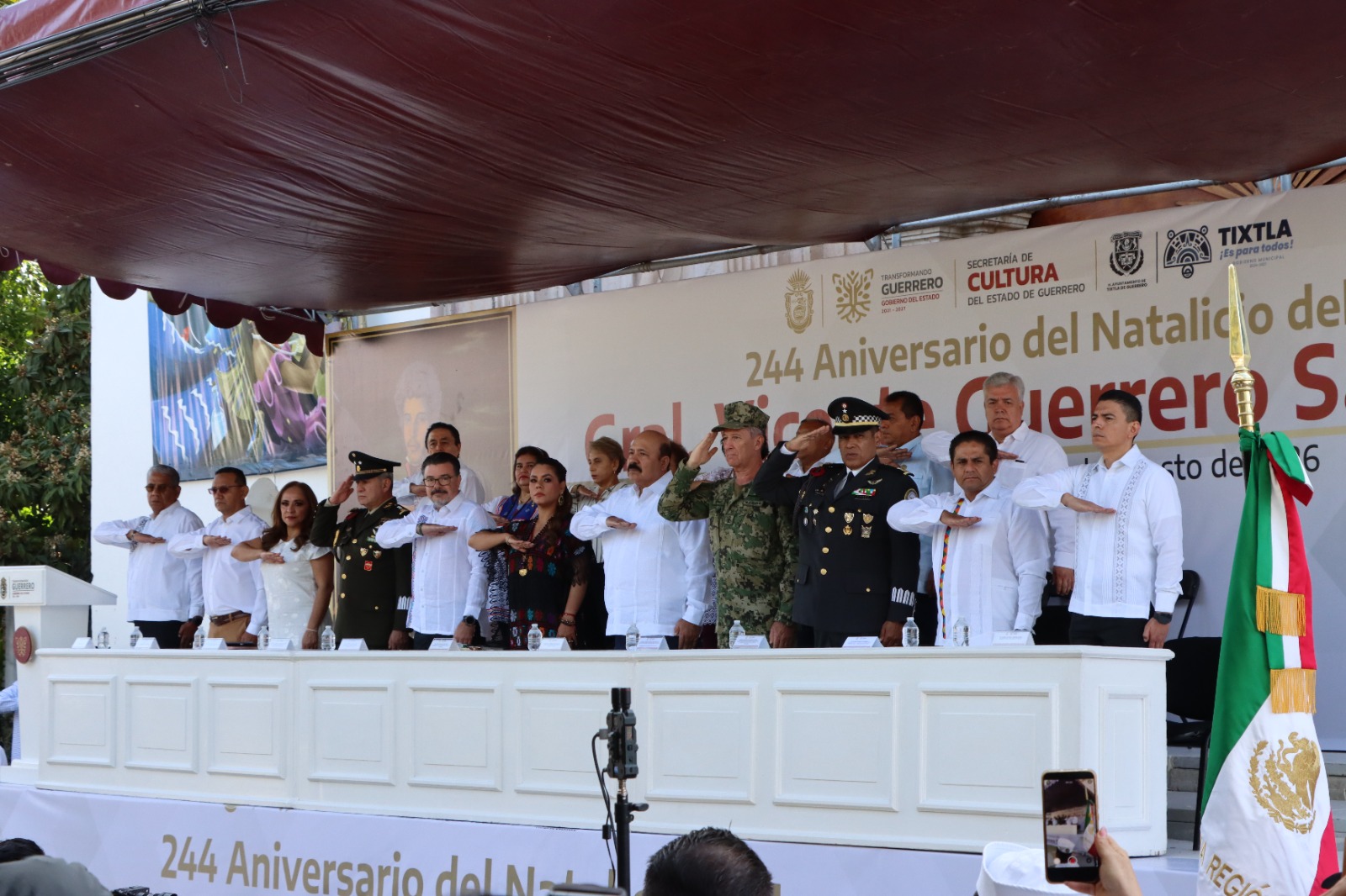 Conmemoran el CCXLIV aniversario del natalicio del general Vicente Guerrero Saldaña