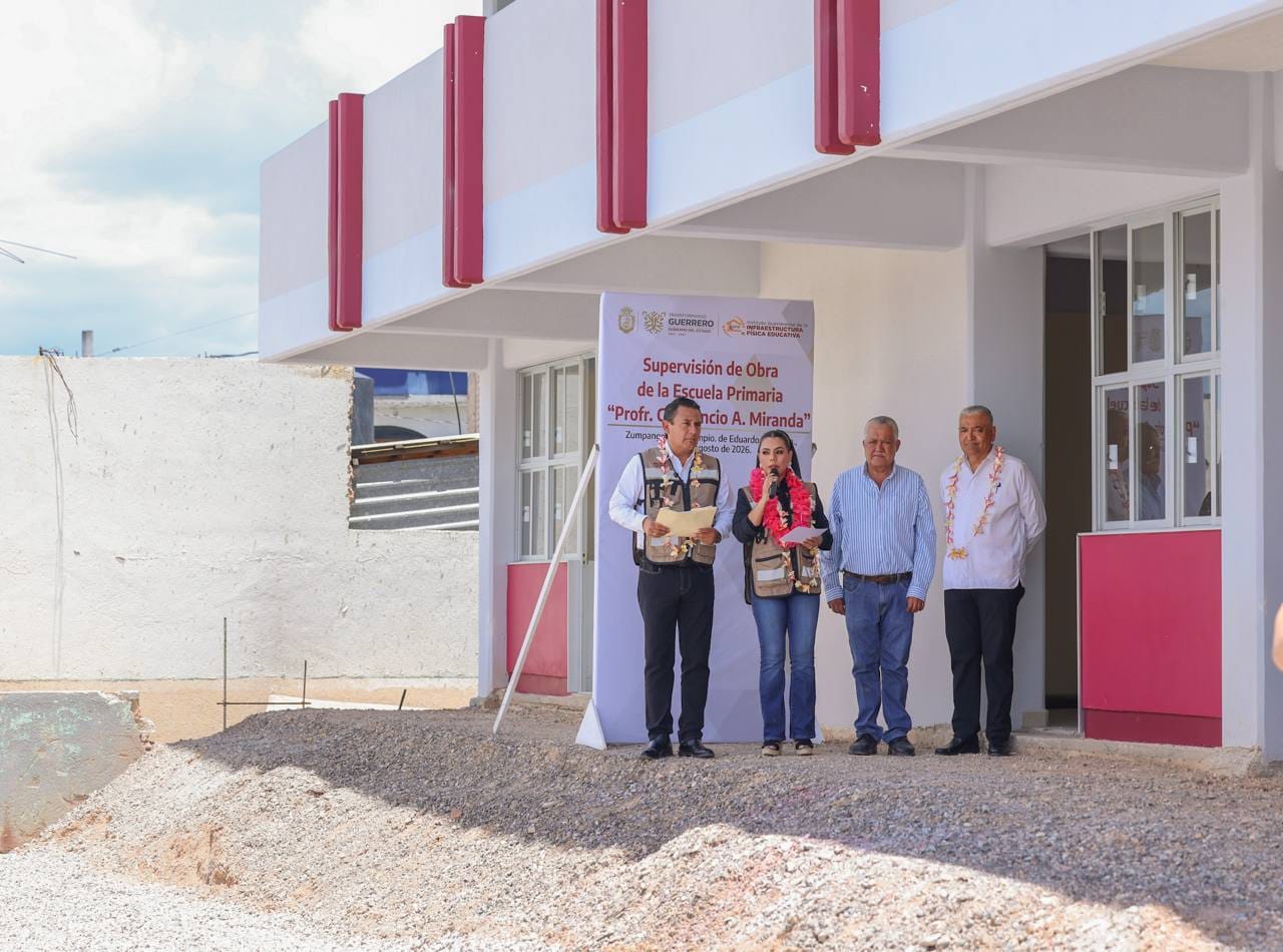 Evelyn Salgado supervisa construcción de una nueva escuela primaria en Zumpango del Río con casi 20 MDP de inversión