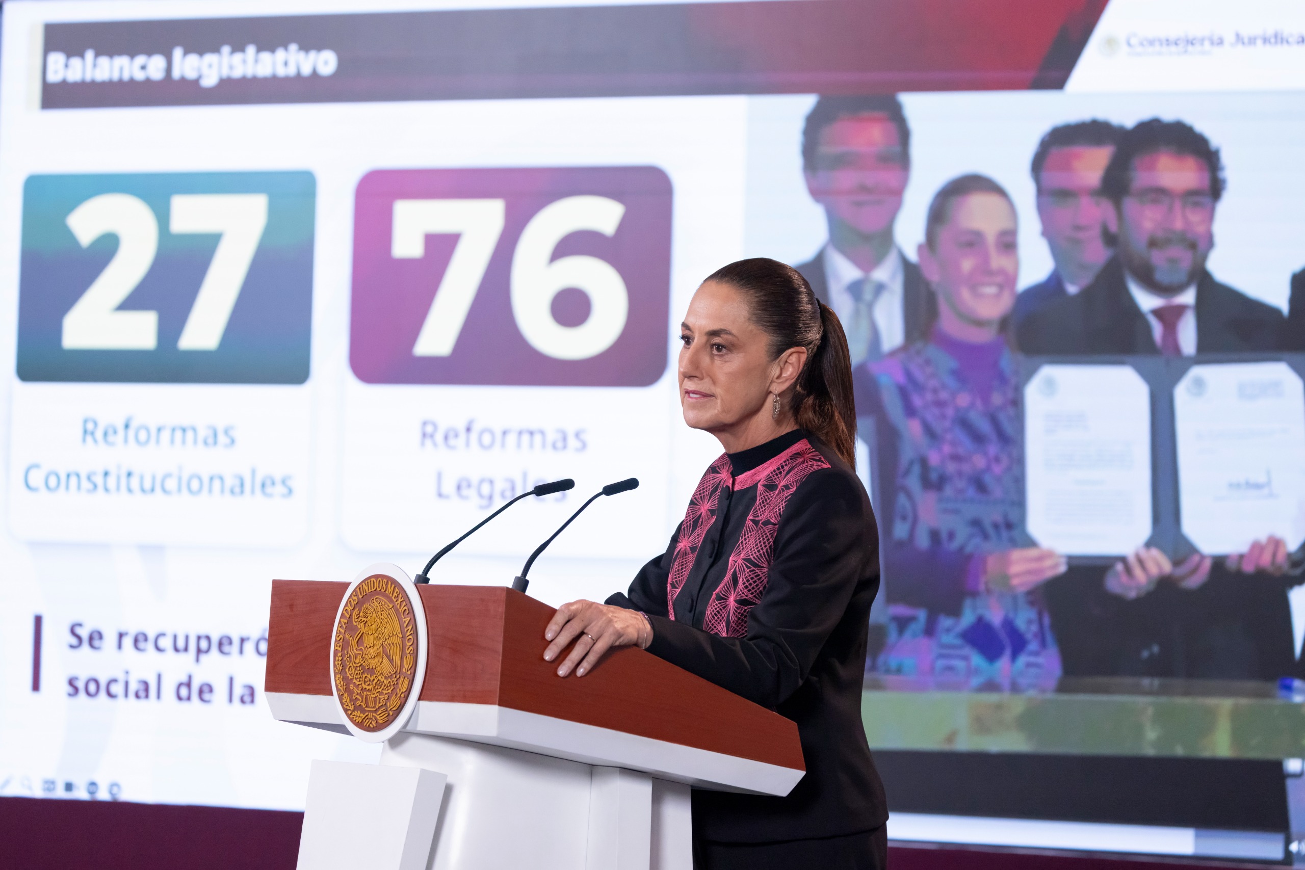 Presidenta Claudia Sheinbaum resalta aprobación de 27 reformas constitucionales y 76 reformas legales que recuperan el sentido social y la soberanía en la Constitución
