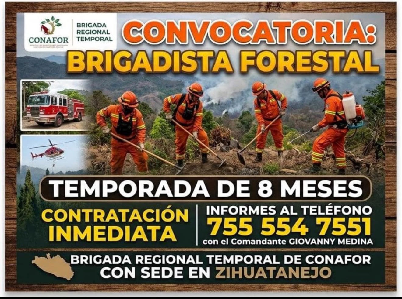 Convocan a brigadistas forestales en Zihuatanejo; pagarán 450 pesos diarios